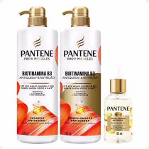 Imagem do produto Kit Pantene Biotinamina B3: Tratamento Completo Antiqueda e Nutrição para Cabelos Fortes - Shampoo 510ml, Condicionador 510ml e Tônico Capilar 52ml