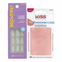 Imagem do produto Kit Kiss New York: Unhas Postiças Bailarina Curto Bordeaux e Abas Adesivas De Unhas