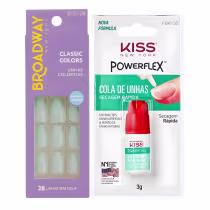 Imagem do produto Kit Kiss New York: Unhas Postiças Bailarina Curto Bordeaux e Cola De Unhas 3g