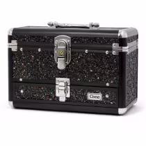 Imagem do produto Maleta de Maquiagem Cisne Linha Shine Preto Glitter e Preto com 1 Bandeja e Gaveta Csn-5141b
