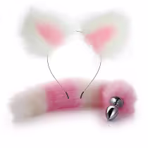 Kit Sexy Import Rabo de Raposa P + Tiara de Orelhas, 2 produtos.