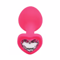 Imagem do produto Plug Anal em Silicone Base Coração Médio Pink com Pedra Transparente