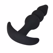 Plug Anal Sexy Import Silicone Aveludado e Escalonado Preto, 1 produto.