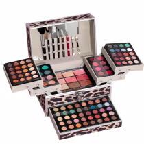 Imagem do produto Kit de Maquiagem com 127 Peças sombra, blush, lápis de sobrancelha, batom e pincéis Leopardo