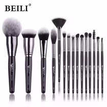Imagem do produto Kit de Pincéis Maquiagem Profissional BEILI Preto - Pó, Base, Mistura BX00-15 peças