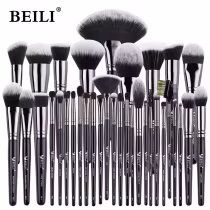 Imagem do produto Kit de Pincéis Maquiagem Profissional BEILI Preto - Pó, Base, Mistura BX-35 peças