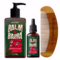 Imagem do produto KIt Balm Óleo e Pente Curvo Para Barba Guaraná Don Alcides