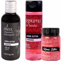 Imagem do produto Kit Óleo De Massagem Corporal E Espuma E Sal Banho Kamasutra