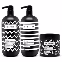 Imagem do produto Kit Avlon Uberliis - Step One Pre-Liss Shampoo 950ml + Step Two Fiber Restructure 950ml + Haircovery Mask 450g