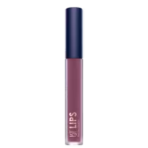 Batom líquido da marca Bruna Tavares, com embalagem em formato cilíndrico, tampa de cor azul escuro na parte superior e líquido roxo, exibindo o nome "BT lips" em destaque.