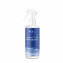 O produto apresentado é um Acqua Cream Multifuncional da marca Apice Cosméticos. Trata-se de um frasco plástico branco com um rótulo azul, contendo 260 ml do produto.