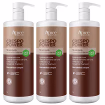 Imagem do produto Kit 3 Shampoo Crespo Power Apice Apse Hidratação Cabelo Maciez Profissional Limpeza Suave Vegano 1L	