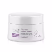 Máscara reconstrutura da Amend Science com colágeno e creatina vegetal, em embalagem branca redonda de 250g, para cabelos danificados e quebradiços.