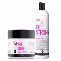Imagem do produto Curly Care, Kit Curly Care Be Strong Leave-in Forte E Pudding Gelatina