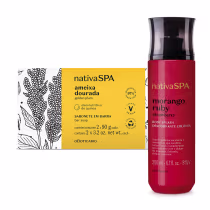 Imagem do produto Combo Presente Nativa SPA: Body Splash Morango Ruby 200ml + Sabonete em Barra Ameixa Dourada 2x90g