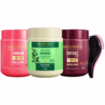 Imagem do produto Máscaras Bio Extratus Brilho Jaborandi Shitake 500g +Escova