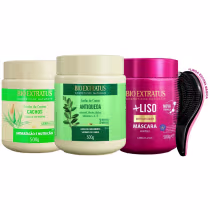 Imagem do produto Máscaras Bio Extratus Cachos Jaborandi +Liso 500g +Escova