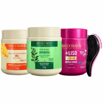 Imagem do produto Kit 3 Máscaras Bio Extratus Mel Jaborandi Liso 500g +Escova