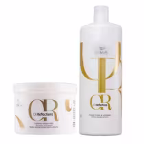 Kit com shampoo e máscara Oil Reflections, da marca Wella Professionals.