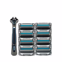 Kit com cabo e lâminas de barbear The Razor 4, da marca Dr. Jones.