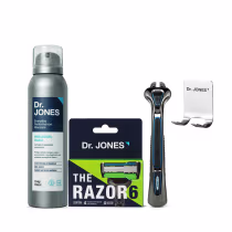 Imagem do produto Combo Barba Feita The Razor 6: Aparelho de Barbear + Espuma de Barbear Hidratante 160ml + Suporte