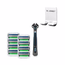 Imagem do produto Combo Barba The Razor 6: Cabo + Kit Recargas (8 unidades) + Suporte