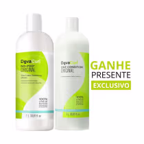 Imagem do produto Kit Deva Curls Original Shampoo No-Poo 1l, Condicionador One condition 1L (2 produtos) + sachês surpresa