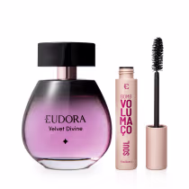 Imagem do produto Combo Eudora Velvet Divine Desodorante Colônia 100ml + Máscara Cílios Bomb Volumaço Soul 10g