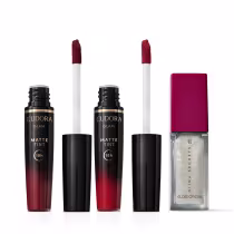 Imagem do produto Combo Batons Cherry Cola: Bordô Intenso Glam 4g + Vermelho Radiante Glam 4g + Gloss Crystal Holográfico Moon Stone Niina Secrets 7ml