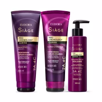 Imagem do produto Combo Siàge Pro Cronology Curvas: Shampoo 250ml + Condicionador 250ml + Creme para Pentear Volume 300ml