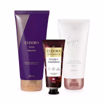 Imagem do produto Combo Eudora: Creme Para Mãos Instance Cereja e Amêndoas 30g + Loção Corporal Diva Absoluta 200ml + Loção Hidratante Desodorante Lyra 150ml