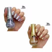 Imagem do produto MISS ARTISTIC - Kit com 2 Esmaltes Lacinho - Cor B701 + Cor B702 Glitter Holográfico - 14ml