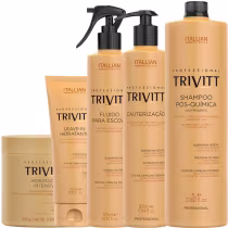 Imagem do produto Trivitt: Cauterização 300ml, Fluído para Escova, Hidratação 500g, Leave-In 200ml e Shampoo 1L