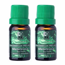 Dois frascos de óleo essencial de Melaleuca da RHR Cosméticos.