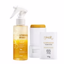 Imagem do produto Kit Skelt Autobronzeador Bifásico 120ml + Iluminador Glow Stick FPS 65 17g