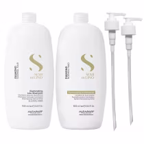 Imagem do produto Kit Alfaparf Semi Di Lino Diamond - Shampoo 1L + Condicionador 1L + Válvula Pump