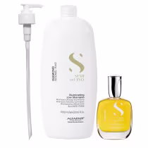 Imagem do produto Kit Alfaparf Semi Di Lino Diamond - Shampoo 1L + Cristalli 50ml + Válvula Pump