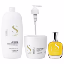 Imagem do produto Kit Alfaparf Semi Di Lino Diamond - Shampoo 1L + Máscara 500ml + Cristalli 50ml + Válvula Pump