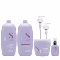Imagem do produto Kit Alfaparf Semi Di Lino Smooth Smoothing - Shampoo & Condicionador 1 Litro + Máscara 500ml + Cream 125ml + Válvula