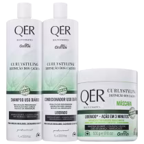 Imagem do produto Kit Griffus QÉR Beauty Cosmetics Curly Styling Home Care Trio (3 Produtos)