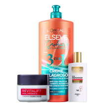 Imagem do produto Kit Beleza na Web L'Oréal Paris Cuidados com a Pele e Cabelo (3 Produtos)