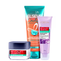 Imagem do produto Kit Beleza na Web L'Oréal Paris Revitalift Hialurônico & Elseve L'Oréal Paris Cachos dos Sonhos (3 Produtos)