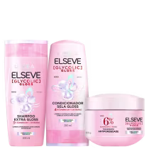 Imagem do produto Kit Elseve L’Oréal Paris Glycolic Gloss Essential Trio (3 Produtos)