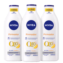 Kit NIVEA com 3 unidades da Loção Hidratante Firmador Q10 + Vitamina C Todos os Tipos de Pele de 400ml cada