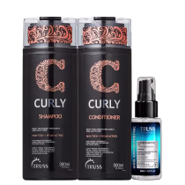 Kit TRUSS Curly + Uso Obrigatório Oil Mini, 3 produtos.