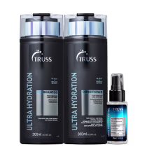 Kit TRUSS Ultra Hydration + Uso Obrigatório Oil Mini, 3 produtos.