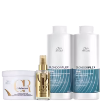 Kit Wella Professionals BlondorPlex Oil Reflections com shampoo e condicionador de 1 litro, máscara de 500ml e óleo capilar de 100ml
