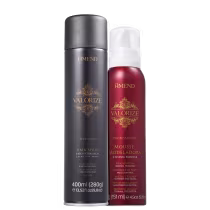 Kit com spray fixador e mousse modeladora Valorize, da marca Amend.