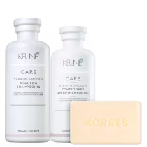 Kit Beleza na Web Shampoo e condicionador Keune Keratin Smooth + sabonete barra Korres Pimenta Rosa