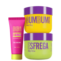 Kit Beleza Brasileira com creme Bumbum Cream + esfoliante Esfrega + uniformizador corporal BB Clear